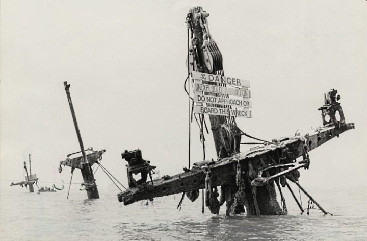 Wreck SS Richard Montgomery mast detail 1960's